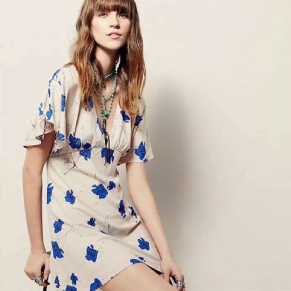 Free People Melanie Floral Cinched Shoulder Dress Size 4